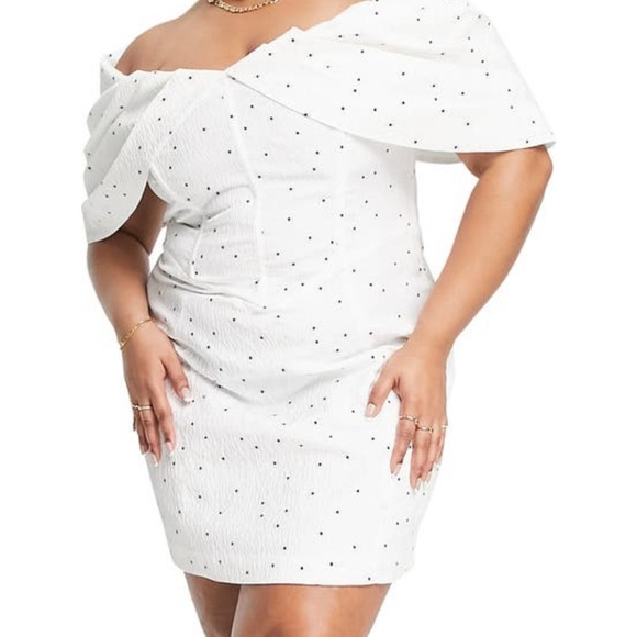 ASOS Design Curve Ruffle Bardot Mini Dress - Picture 4 of 5